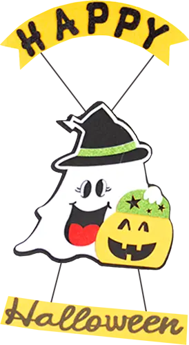 FANTASMA CON CALABAZA PARA COLGAR EN PAÑO LENCY BLANCO-NEGRO-NARANJA