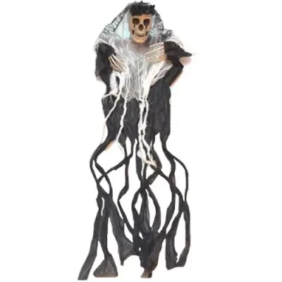 ESQUELETO CON TUNICA RASGADA NEGRO-BLANCO 90CM